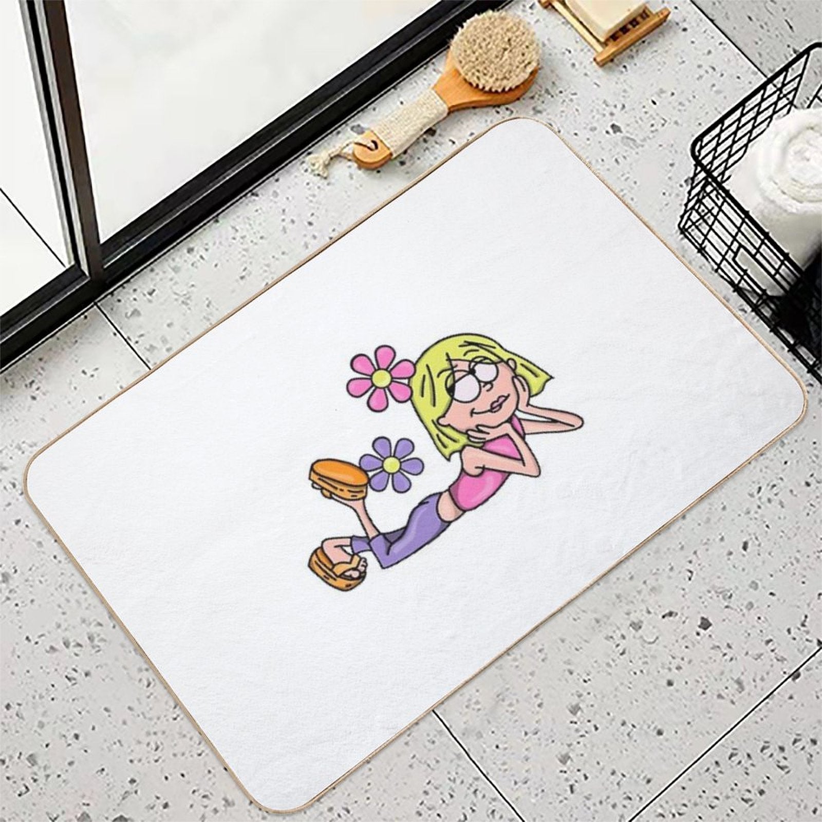 Y2K Lizzie McGuire Flower Art  Dirt-Trapping Bath Mat
