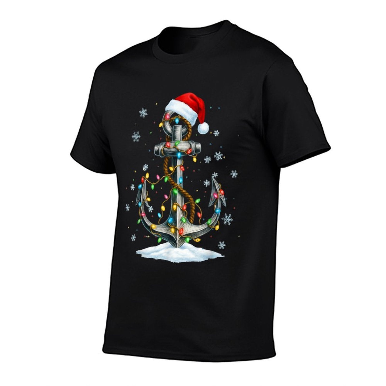Nautical Anchor Christmas Lights Boating Sailor  Durable T-Shirt