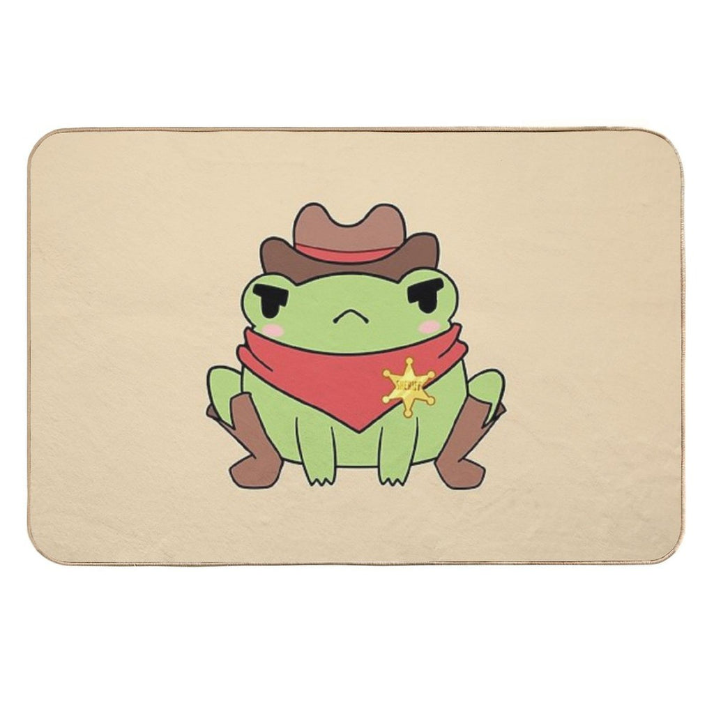 Cute Cowboy Frog  Dirt-Trapping Bath Mat