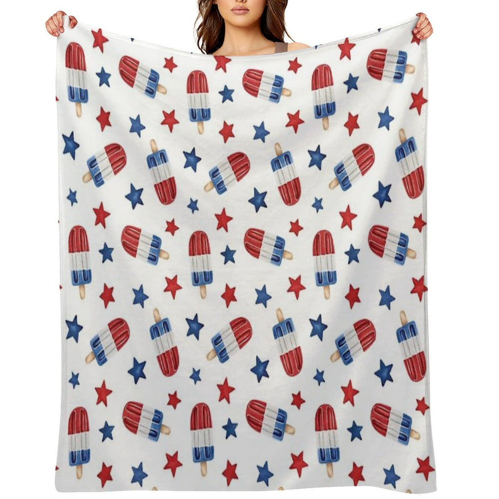 4th of July Red, White And Blue Popsicles Durable Throw Blanket