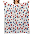 4th of July Red, White And Blue Popsicles Durable Throw Blanket