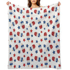 4th of July Red, White And Blue Popsicles Durable Throw Blanket