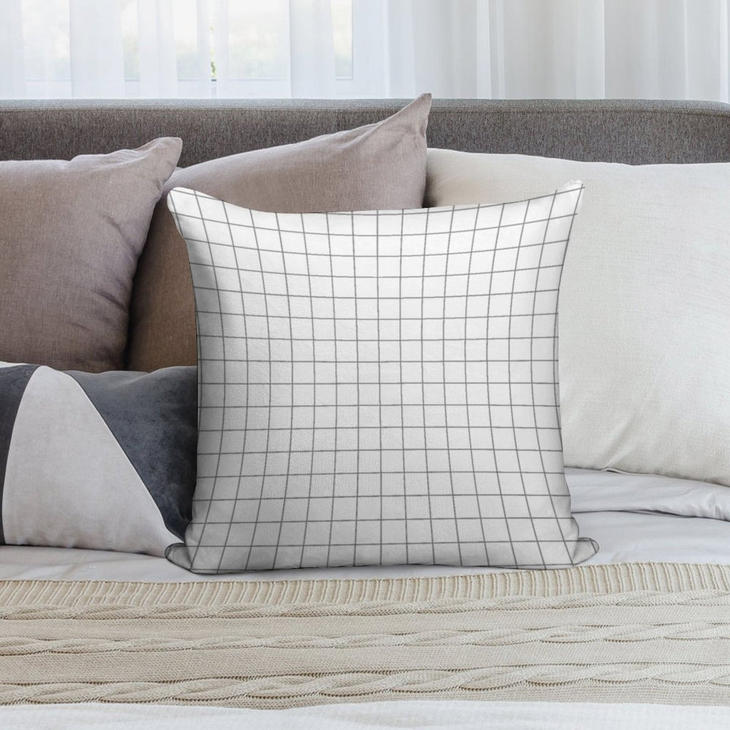 Grid White Gray Soft Luxury Feel Throw Pillow
