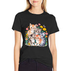 Kittens Floral Cat Men Women Girls Kids  Trendy Pattern T-Shirt