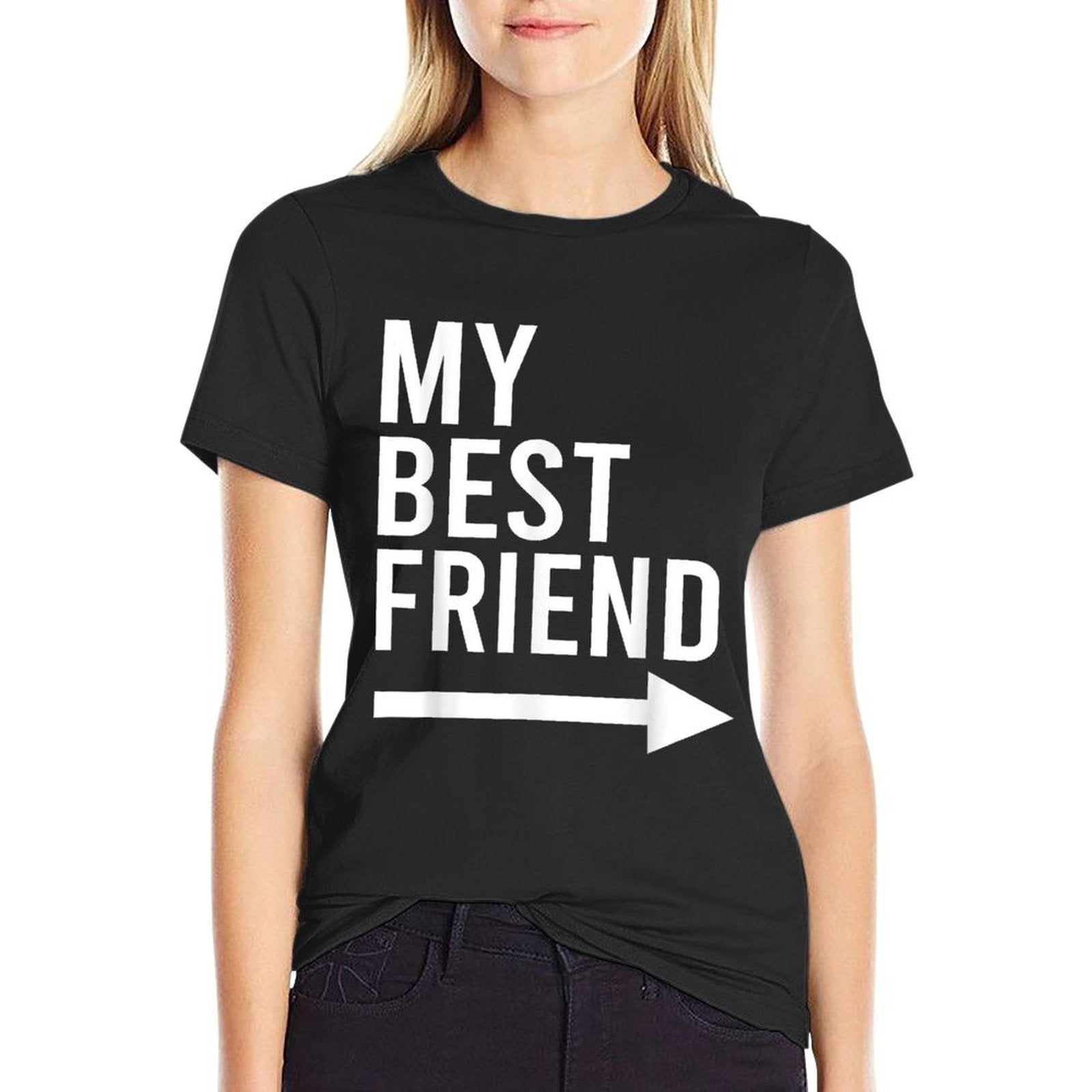 Funny My Best Friend With Arrow Pointing Left Bestie Design  Slim-fit Cut T-Shirt