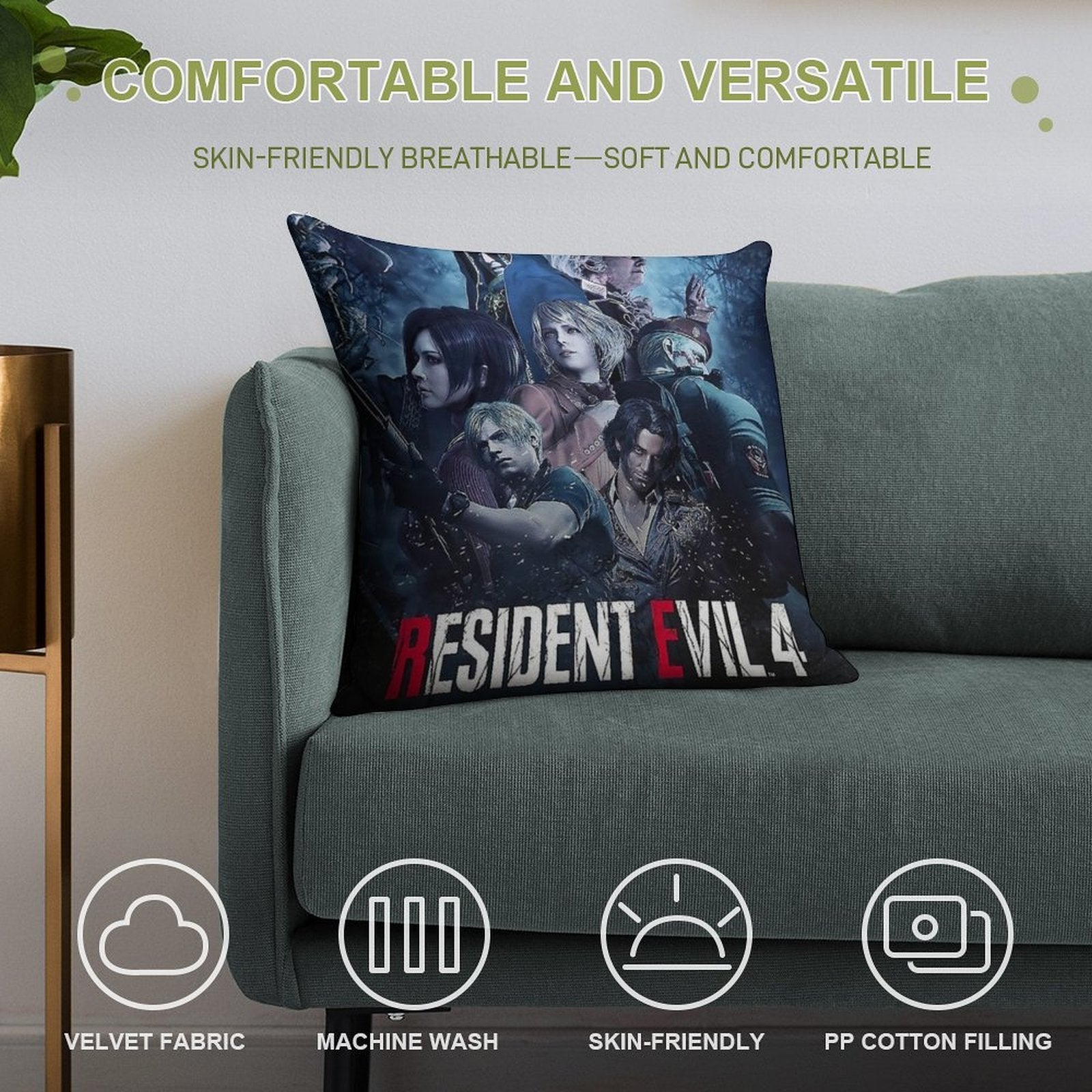 Resident Evil 4 Remake, Re4, Resident Evil 4 Soft High-Density Material Throw Pillow