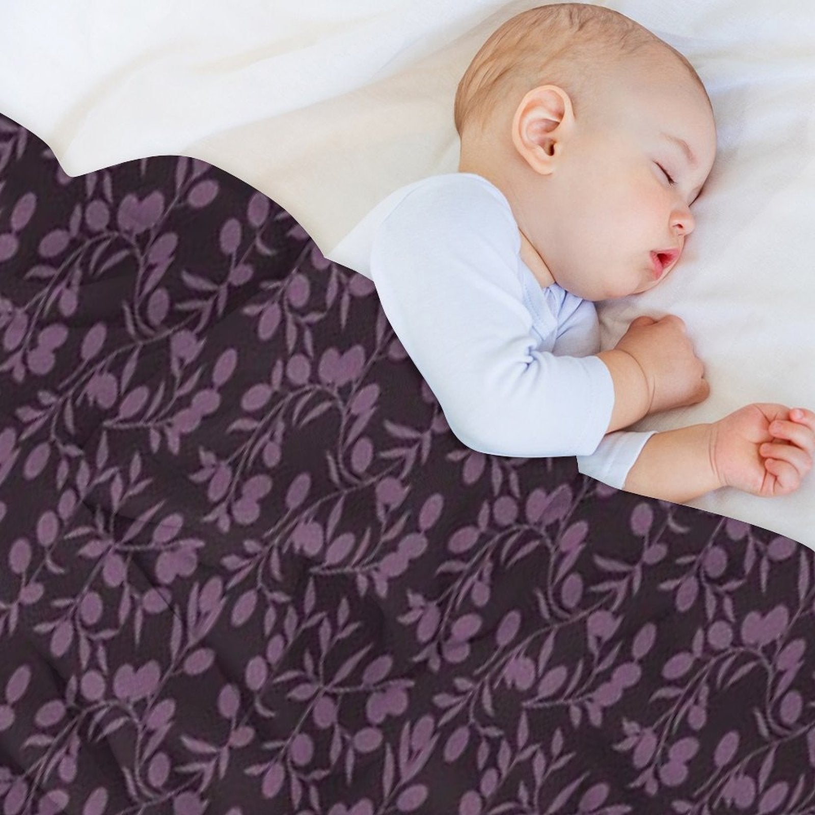 Blushing Purple Cherry Small Olive Pattern Sustainable Throw Blanket