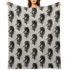 Black Fury (Cut-Out) Quick-dry Throw Blanket