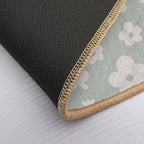 Mid Century Modern Flowers & Leaves, Cute Retro Pattern, Gray Teal  Non-Slip Bath Mat