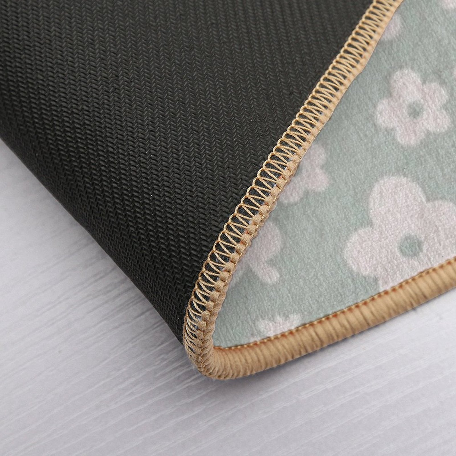 Mid Century Modern Flowers & Leaves, Cute Retro Pattern, Gray Teal  Non-Slip Bath Mat