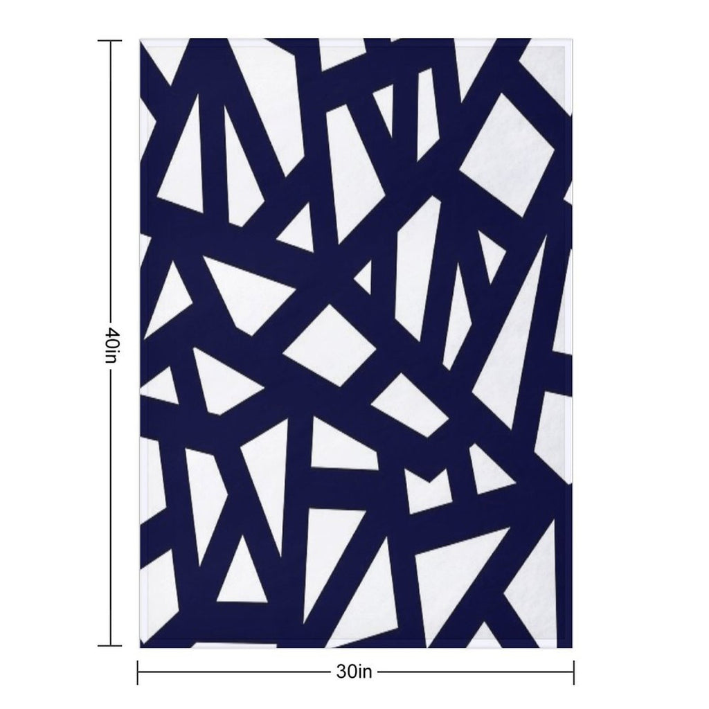 Navy Blue Thick Mosaic Lines On White Comfort Throw Blanket