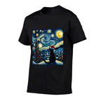 Van Gogh Starry Night Black Cat Santa Hat Toddlers Christmas  Odor-resistant T-Shirt