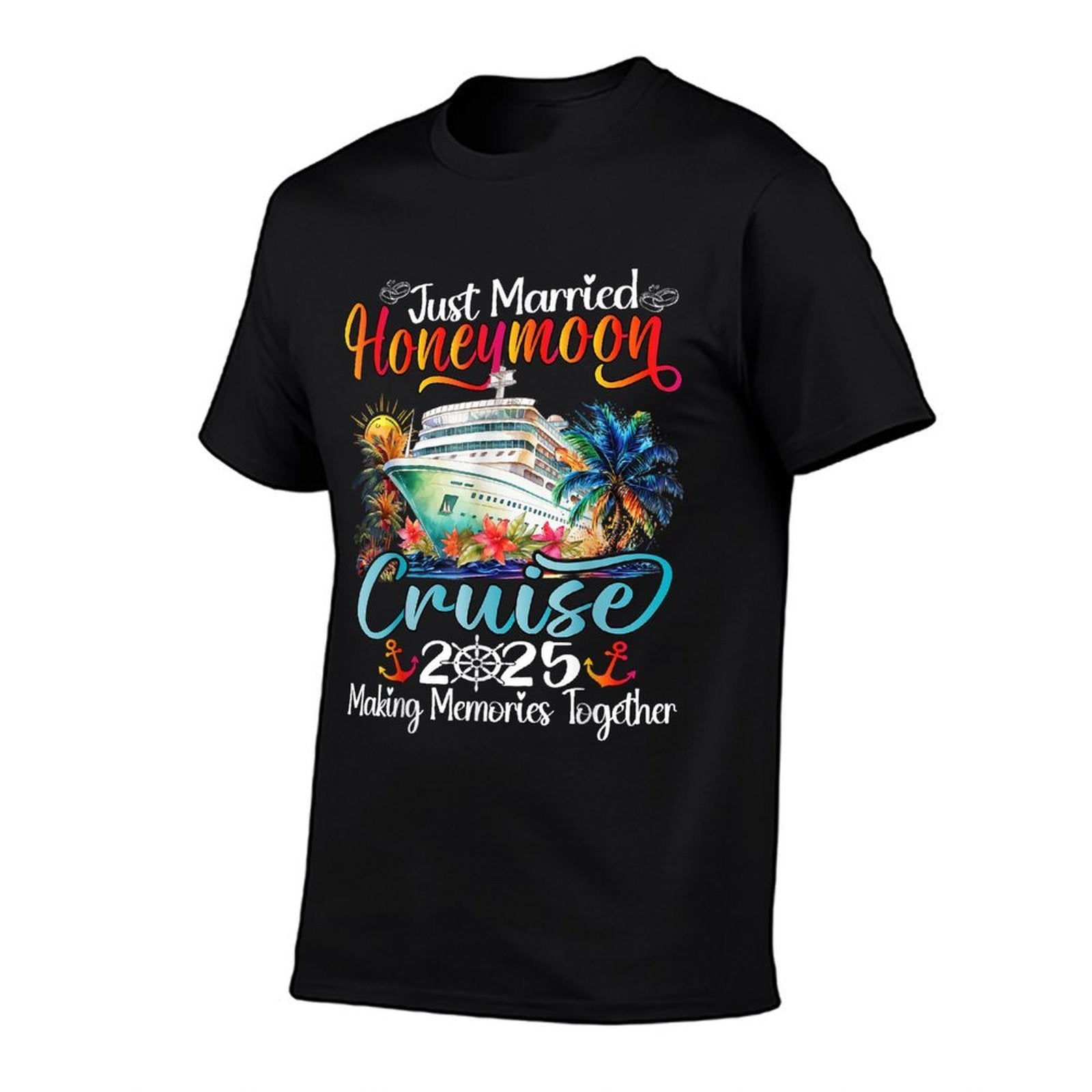 Honeymoon Cruise 2025 Just Married Matching Couples Vacation  Soft T-Shirt