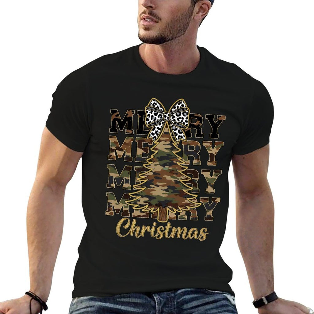 Camo Merry Christmas Camouflage Christmas Tree  Stretchy T-Shirt