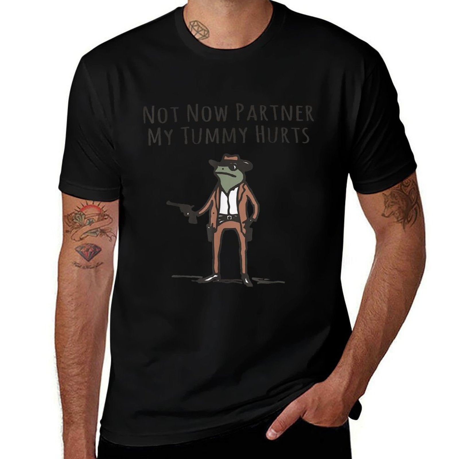 Not Now Partner My Tummy Hurts Funny Stomach Ache Survivor  Heathered Texture T-Shirt