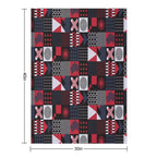 Geometric Aesthetic Black White Blue Red Shrink-resistant Throw Blanket