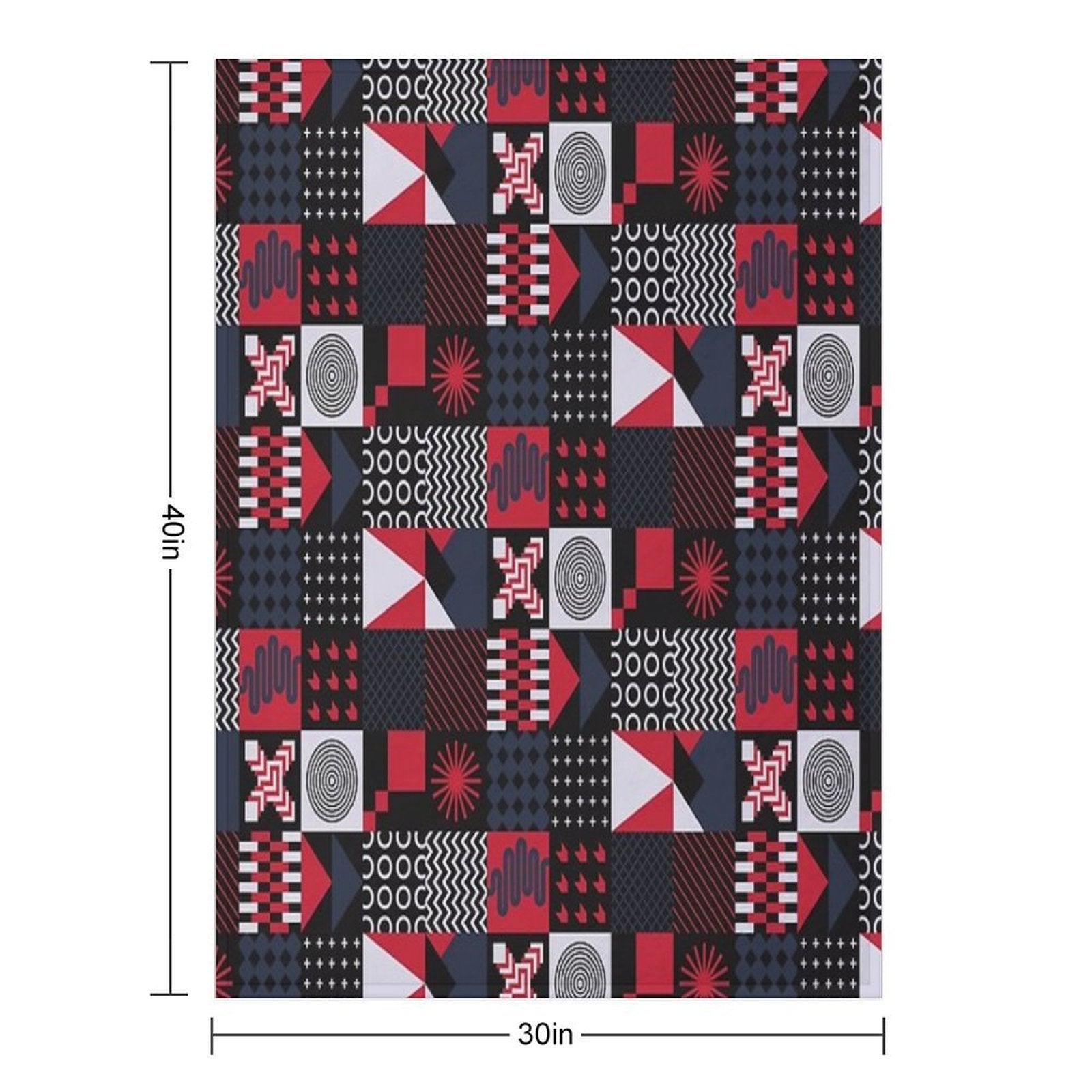 Geometric Aesthetic Black White Blue Red Shrink-resistant Throw Blanket