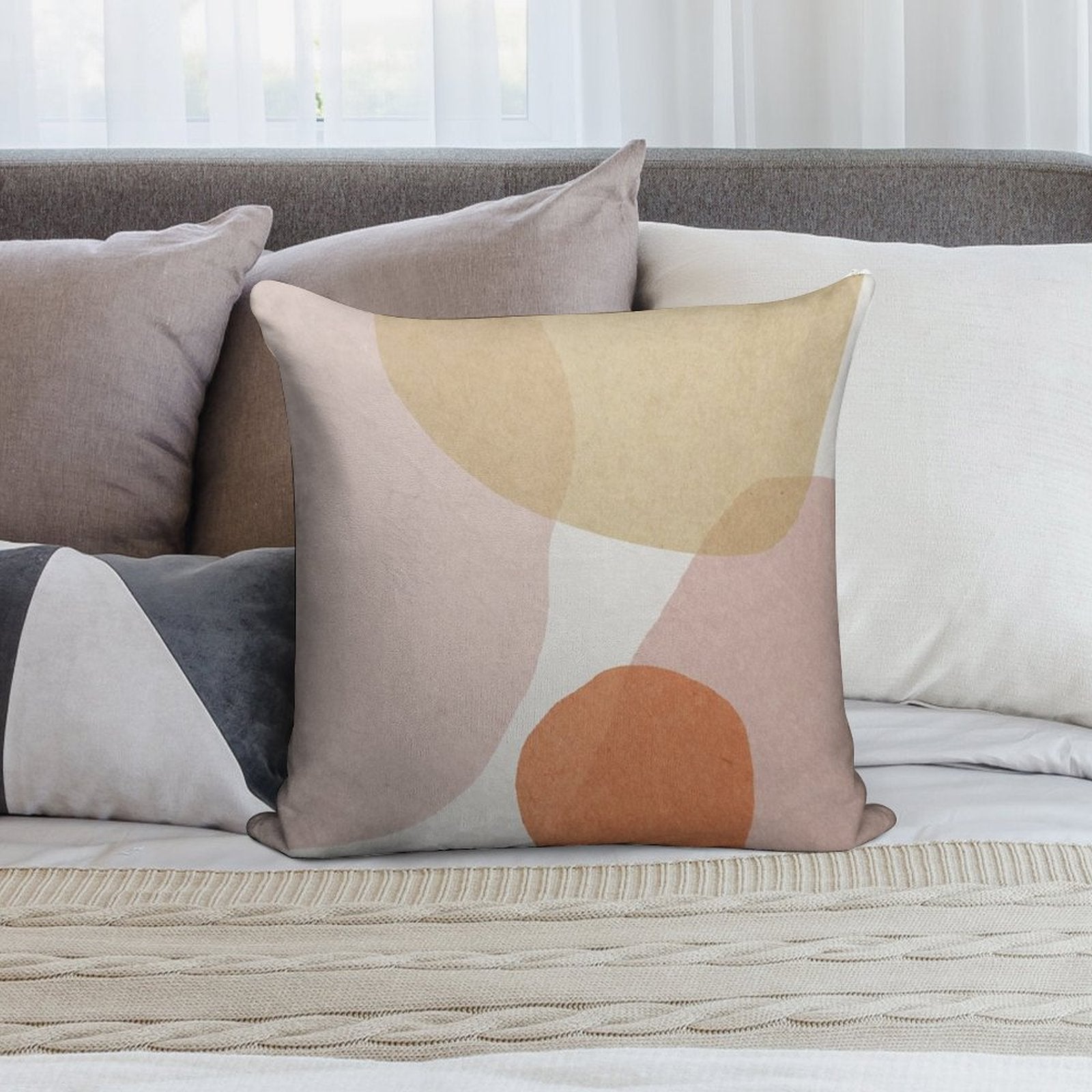 Abstract Art Mid Century Art Soft Reinforced Edging Throw Pillow