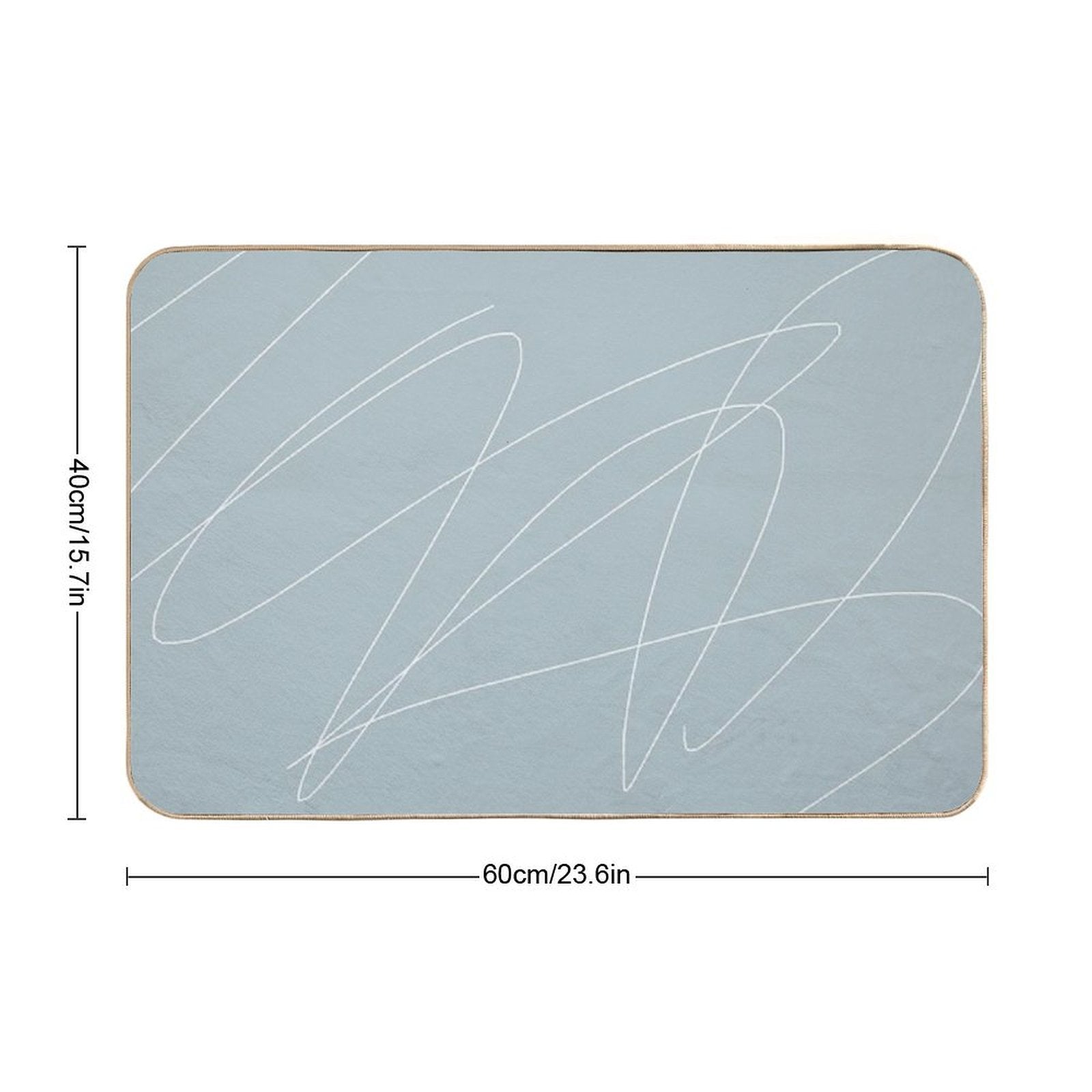 Pastel Soft Pale Grey Blue with White Scribbles Original Art  Long-Lasting Bath Mat