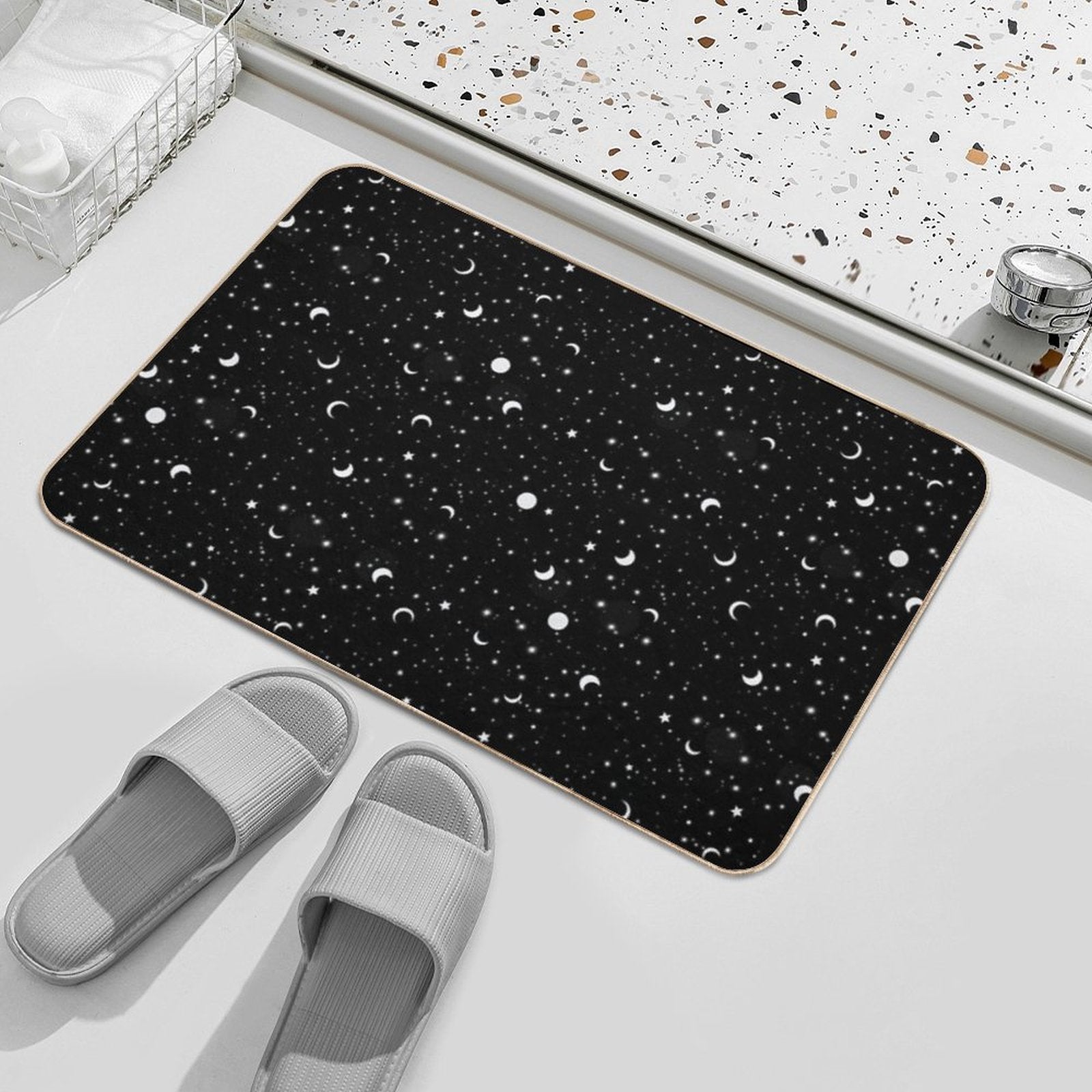 Black Universe  Fade-Resistant Bath Mat