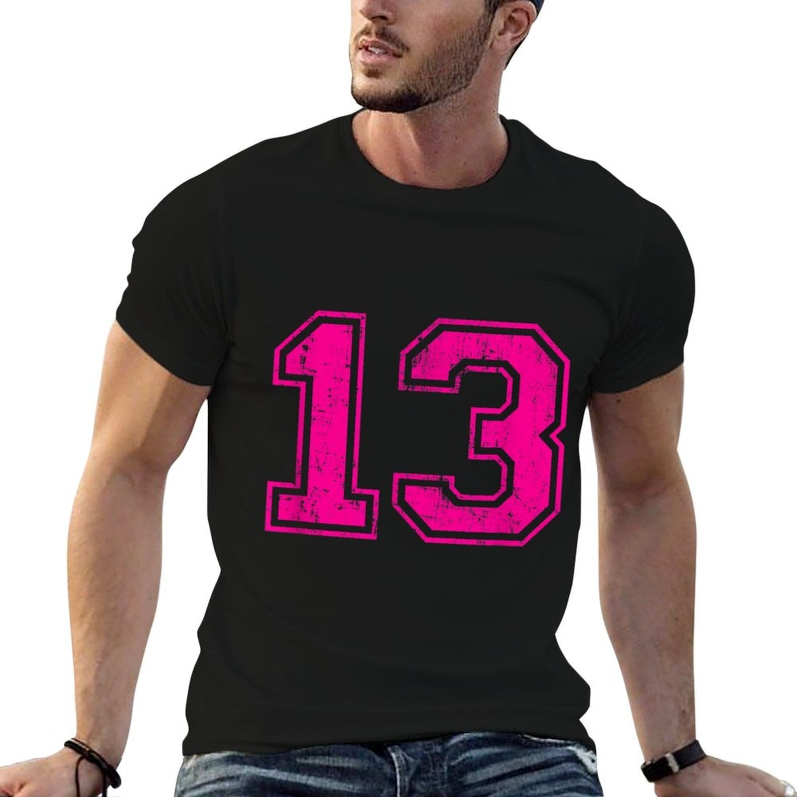 Number 13 Varsity Distressed Vintage Sport Team Players  Quick-drying T-Shirt
