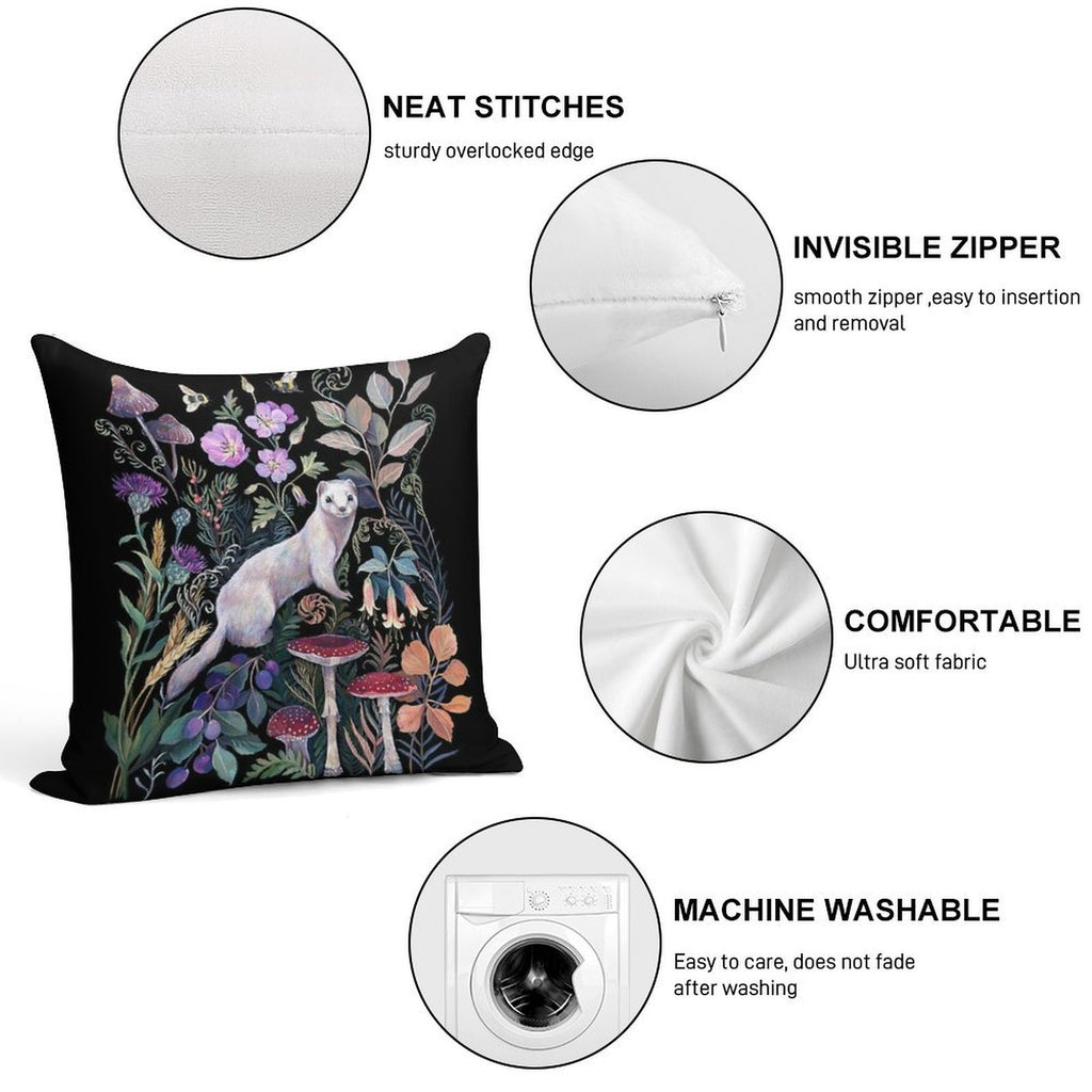 White Ermine Soft Bedroom Essential Throw Pillow