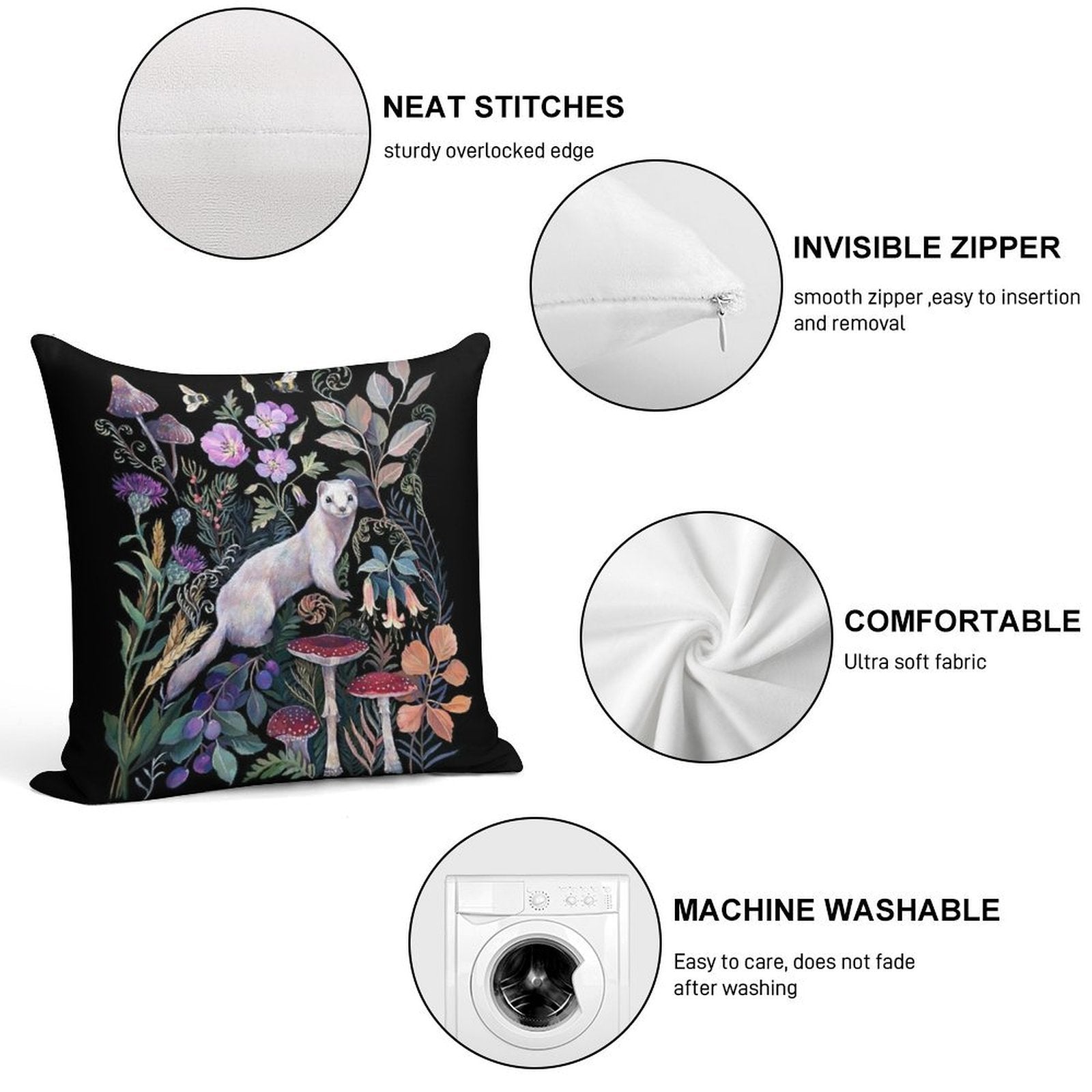 White Ermine Soft Bedroom Essential Throw Pillow