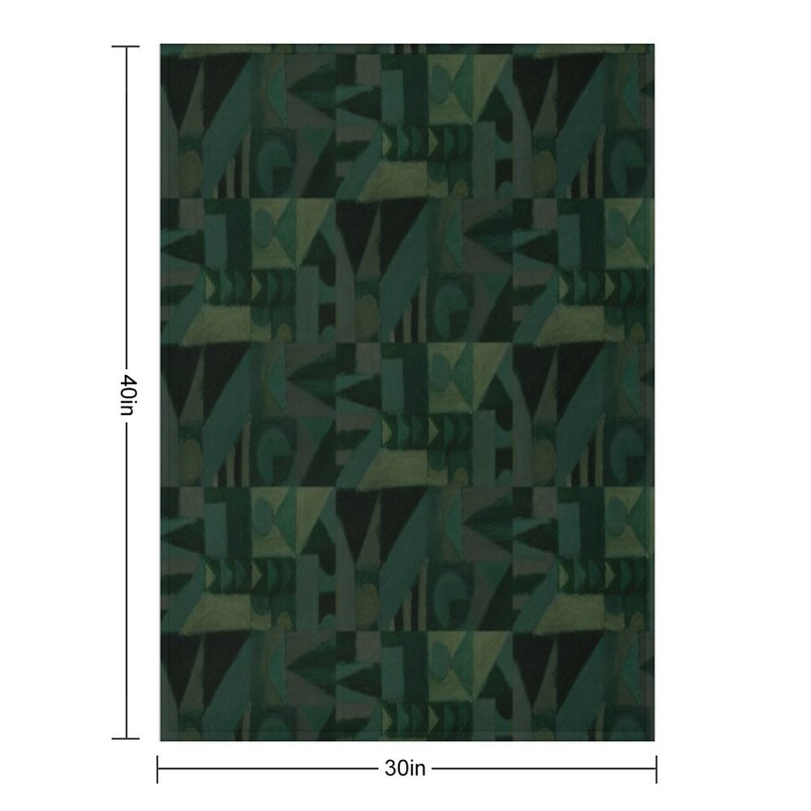 Dark Green Geometric Pattern Design Done in Oil Pastel Anti-pilling Throw Blanket