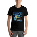 Surrealism Starry Night Polar Bear  High-quality Stitching T-Shirt