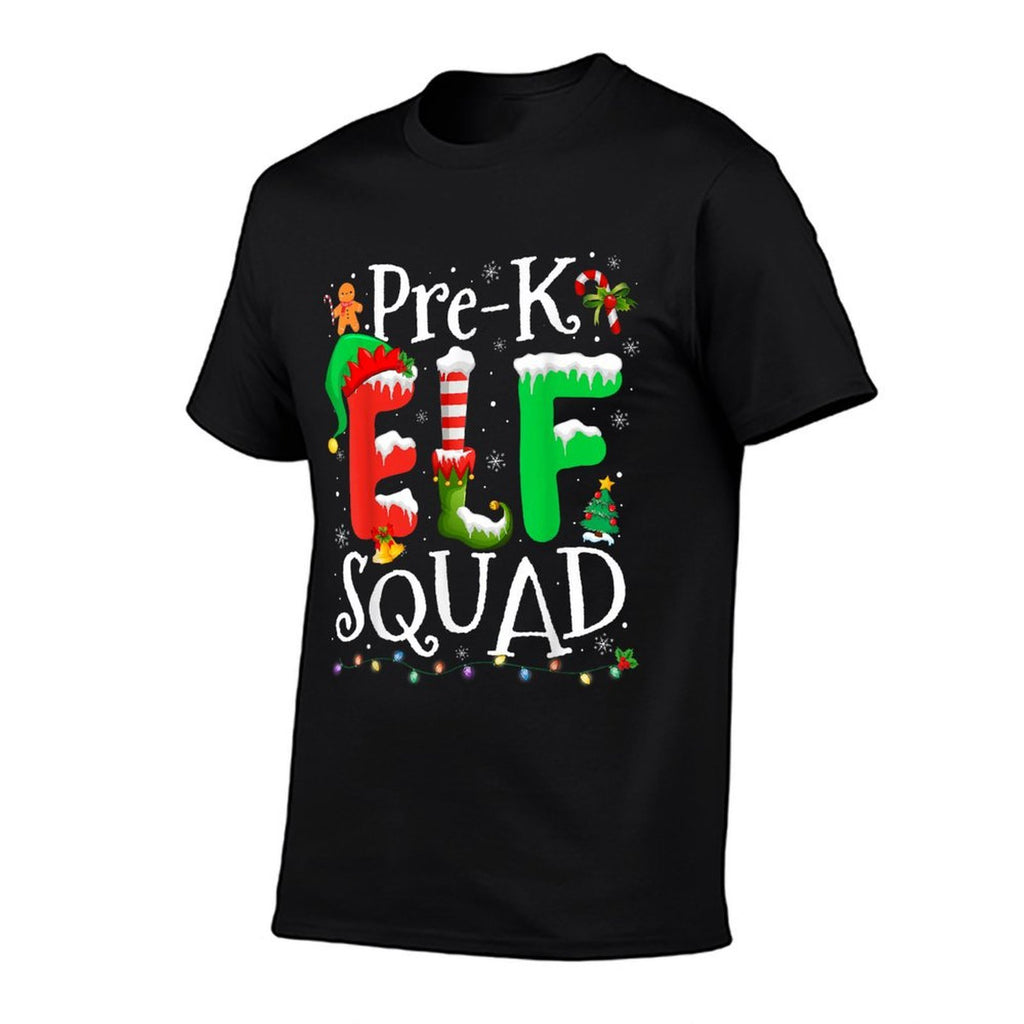 Funny Elf Squad Pre-k Teacher Christmas Child Xmas  Oversized Silhouette T-Shirt