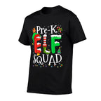 Funny Elf Squad Pre-k Teacher Christmas Child Xmas  Oversized Silhouette T-Shirt