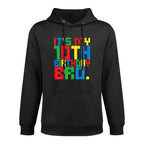 It's My 10th Birthday Bro Block Building 10 Years Old Boys Durable Construction Hoodie