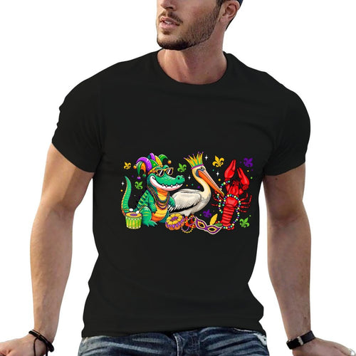 ABC Alligator Brown Pelican Crawfish Louisiana Mardi Gras  Stretchy T-Shirt