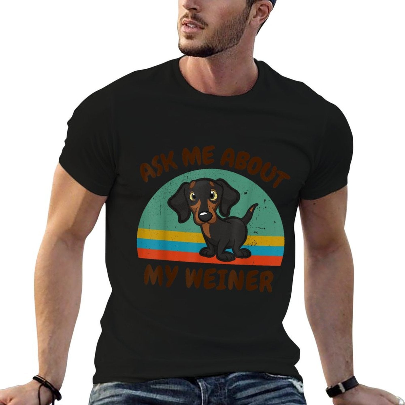 Funny Ask Me About My Weiner-Dog Men Women Dachshund Gift  Moisture-wicking T-Shirt