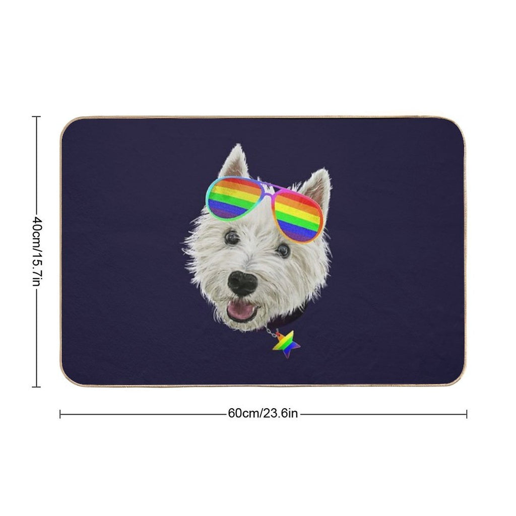 Gay Pride Westie LGBT Dog Sunglasses Durable Bath Mat