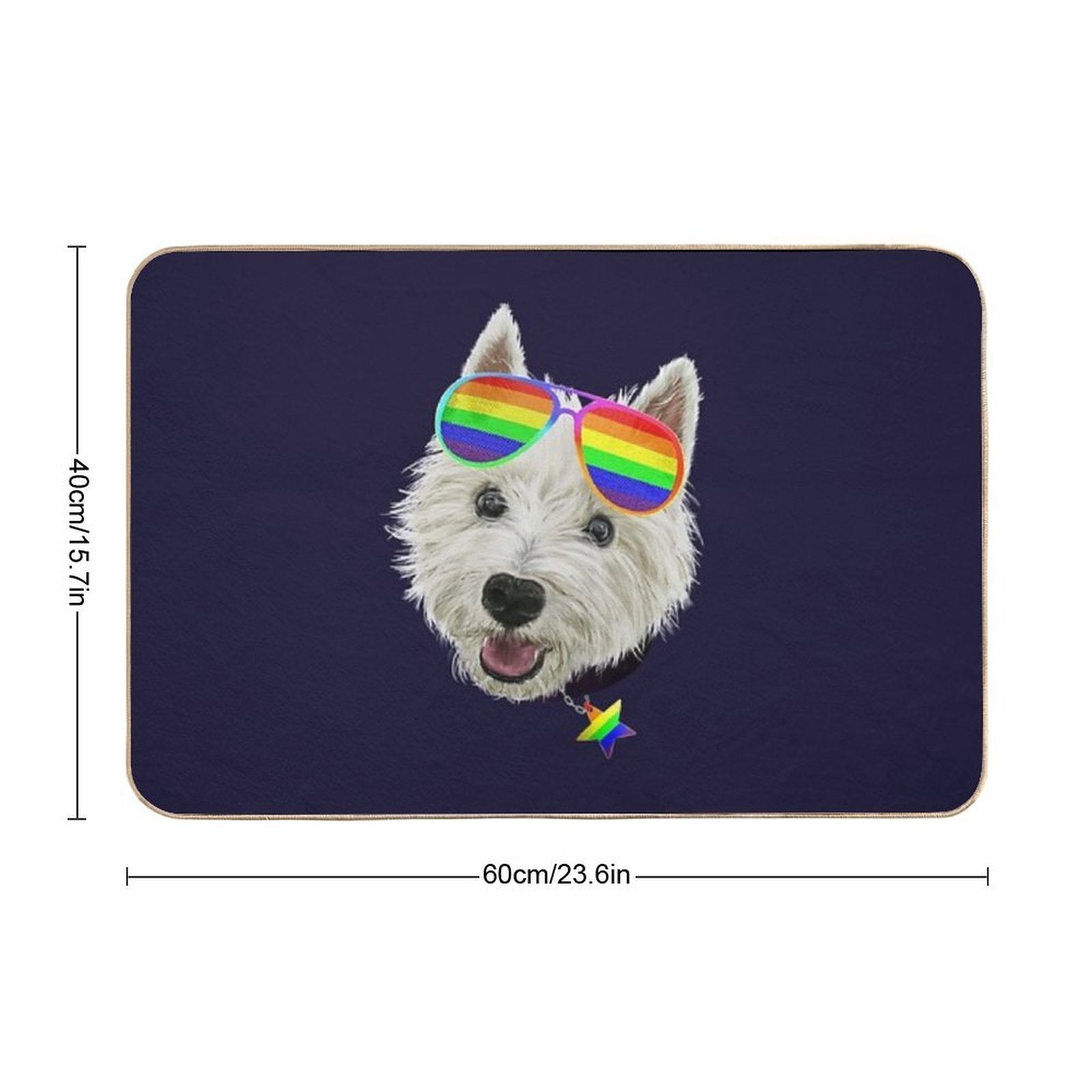 Gay Pride Westie LGBT Dog Sunglasses Durable Bath Mat