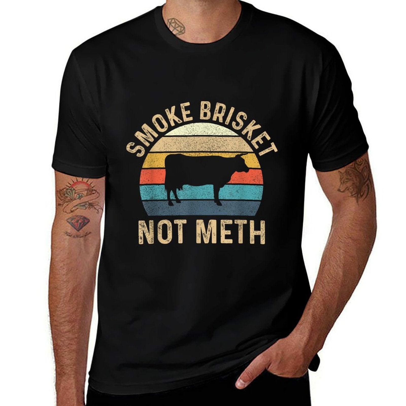 Smoke Brisket Not Meth - Pitmaster BBQ Lover Smoker Grilling  Stretchy T-Shirt