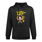 One Piece Anime Luffy Chibi with Bubble Letters Shrink-Resistant Hoodie