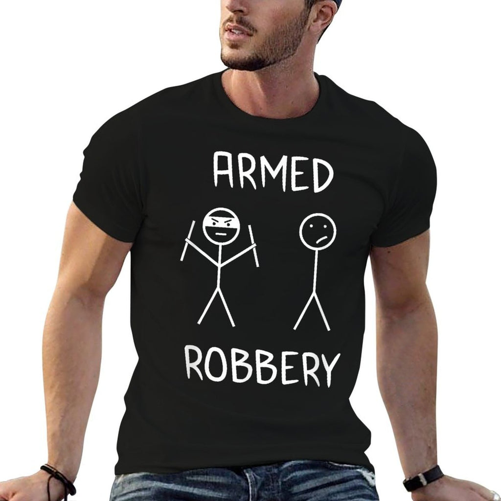 Armed Robbery Sarcastic Sarcasm Funny Stickman Stick Figure  Heathered Texture T-Shirt