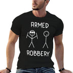 Armed Robbery Sarcastic Sarcasm Funny Stickman Stick Figure  Heathered Texture T-Shirt