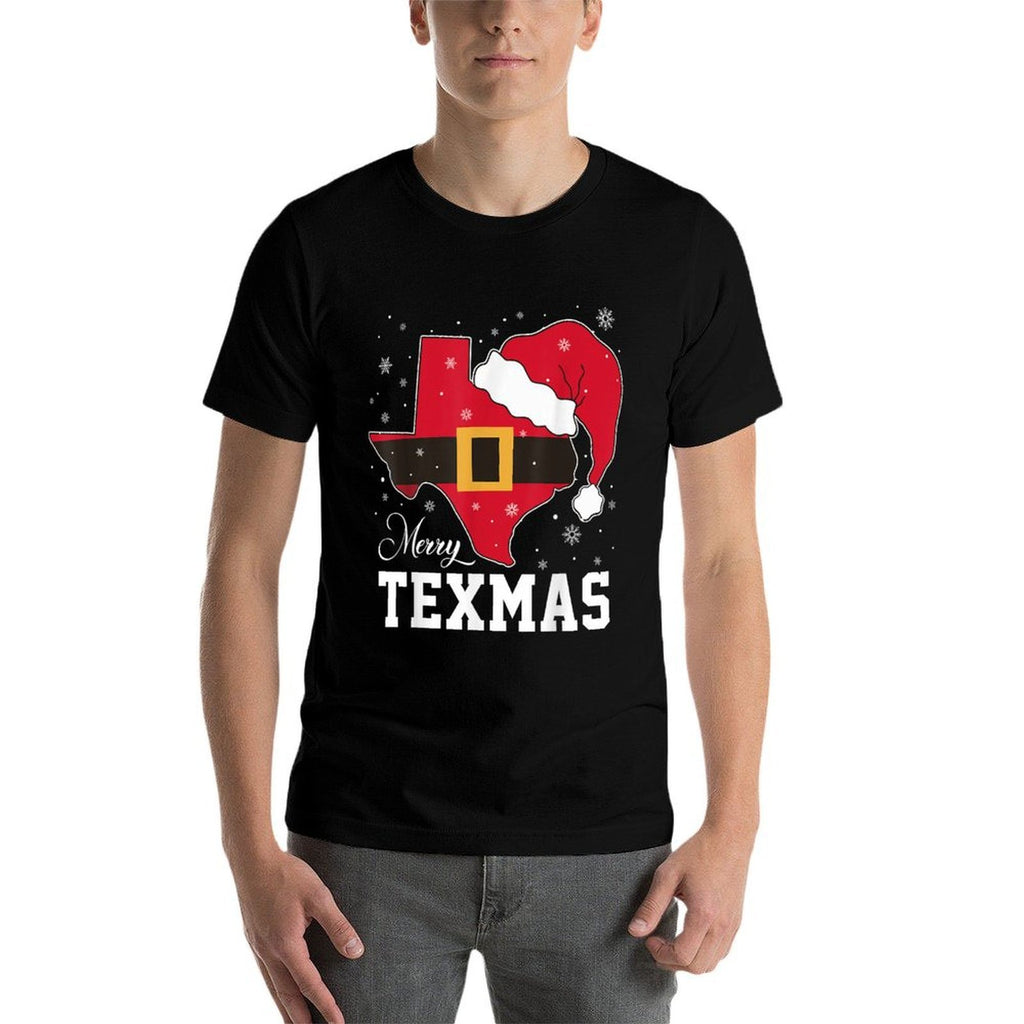 Funny Texas Merry Texmas Christmas State Santa Hat Clothing  Durable T-Shirt