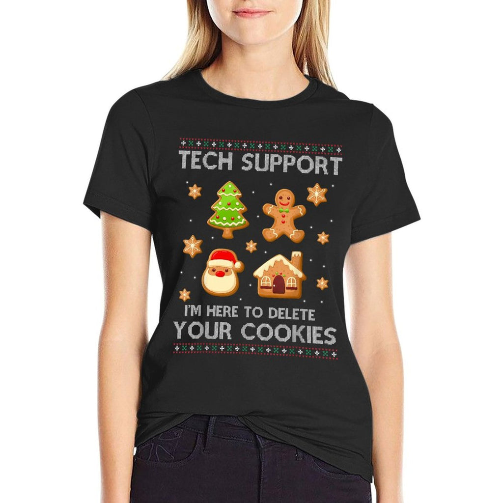 Christmas Tech Support Here To Delete Cookies Ugly Sweater  Heathered Texture T-Shirt