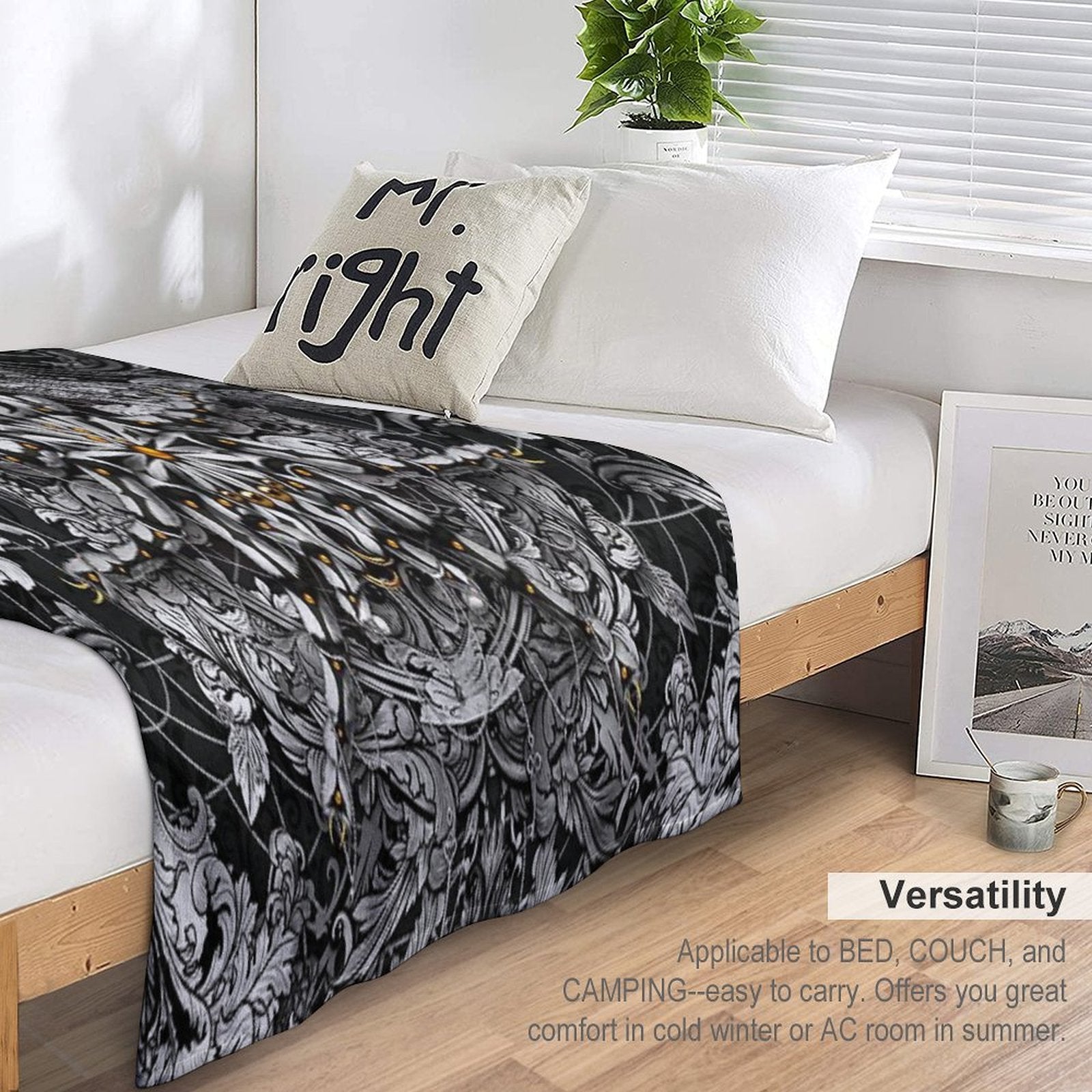 Spider Silver Black Eco-conscious Throw Blanket