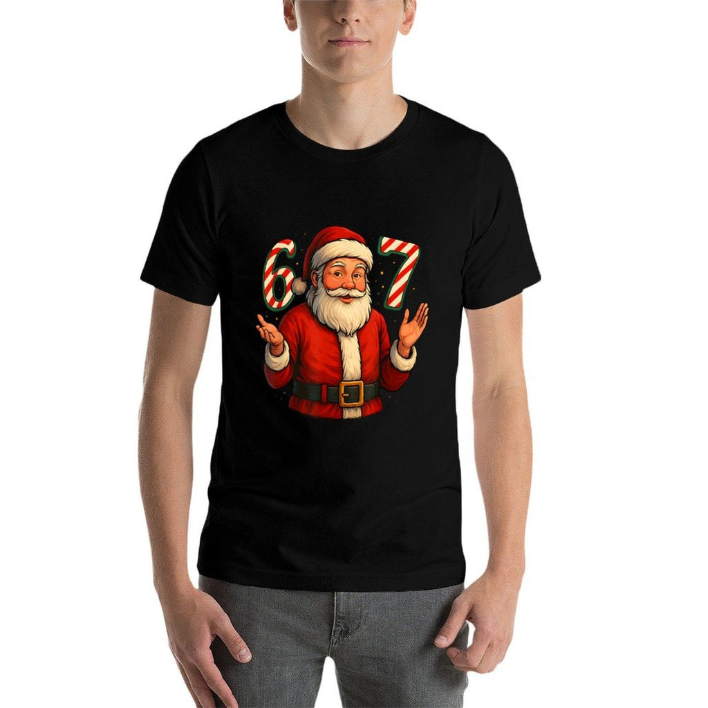 Funny 67 Meme Santa Style Christmas 6 7  Ribbed Collar T-Shirt