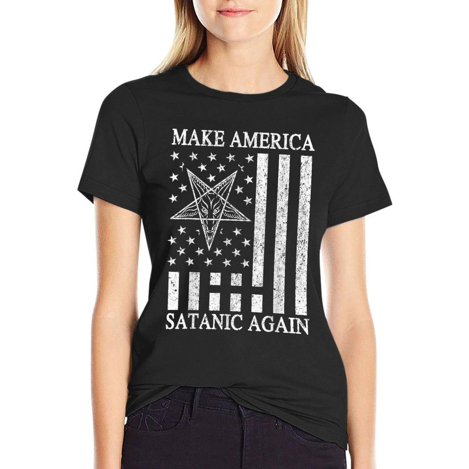 Make America Satanic Great Again Funny Gift  Summer-ready Fabric T-Shirt