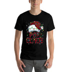 Mens Merry Christmas Buffalo Plaid Red Santa Hat Pop Claus  High-quality Stitching T-Shirt