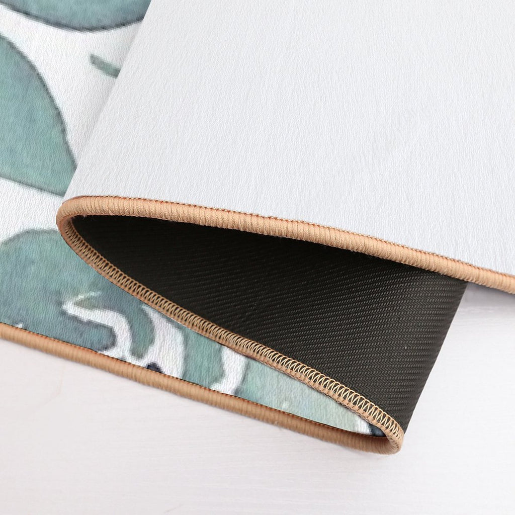 Pastel Green And White Rose Flower Watercolor Floral Bloom Spring Pattern  Multi-Purpose Bath Mat