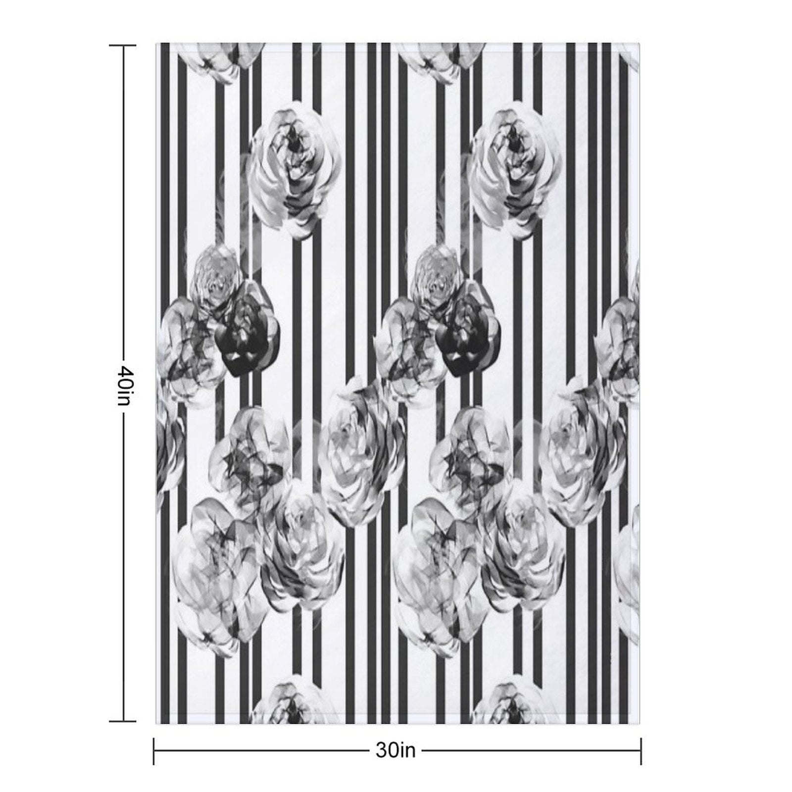Monochrome Roses & Stripes – Modern Black And White Floral Art Quick-dry Throw Blanket