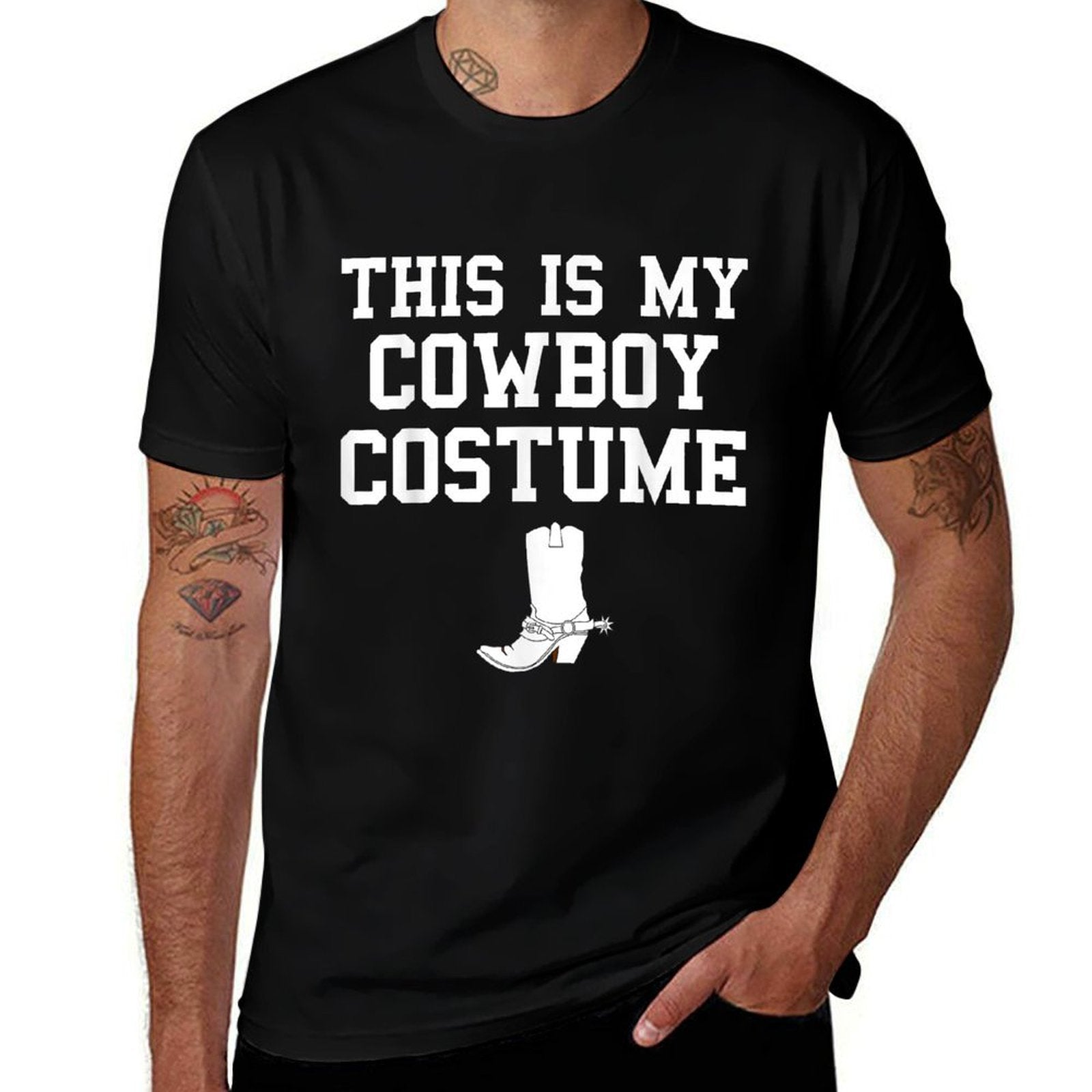 This Is My Cowboy Costume Funny Lazy Country Western  Heathered Texture T-Shirt