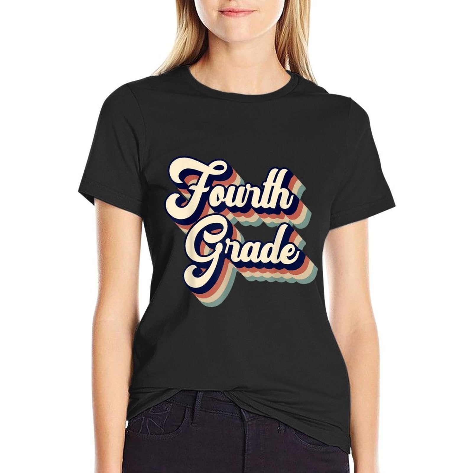 Fourth Grade Teacher Retro Vintage for Men Women  Slim-fit Cut T-Shirt